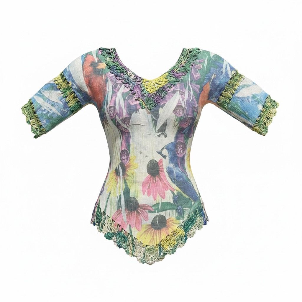 Dor Dor Couture Anthropologie Tunic Top Women L Multicolor Crochet Boho Hippie